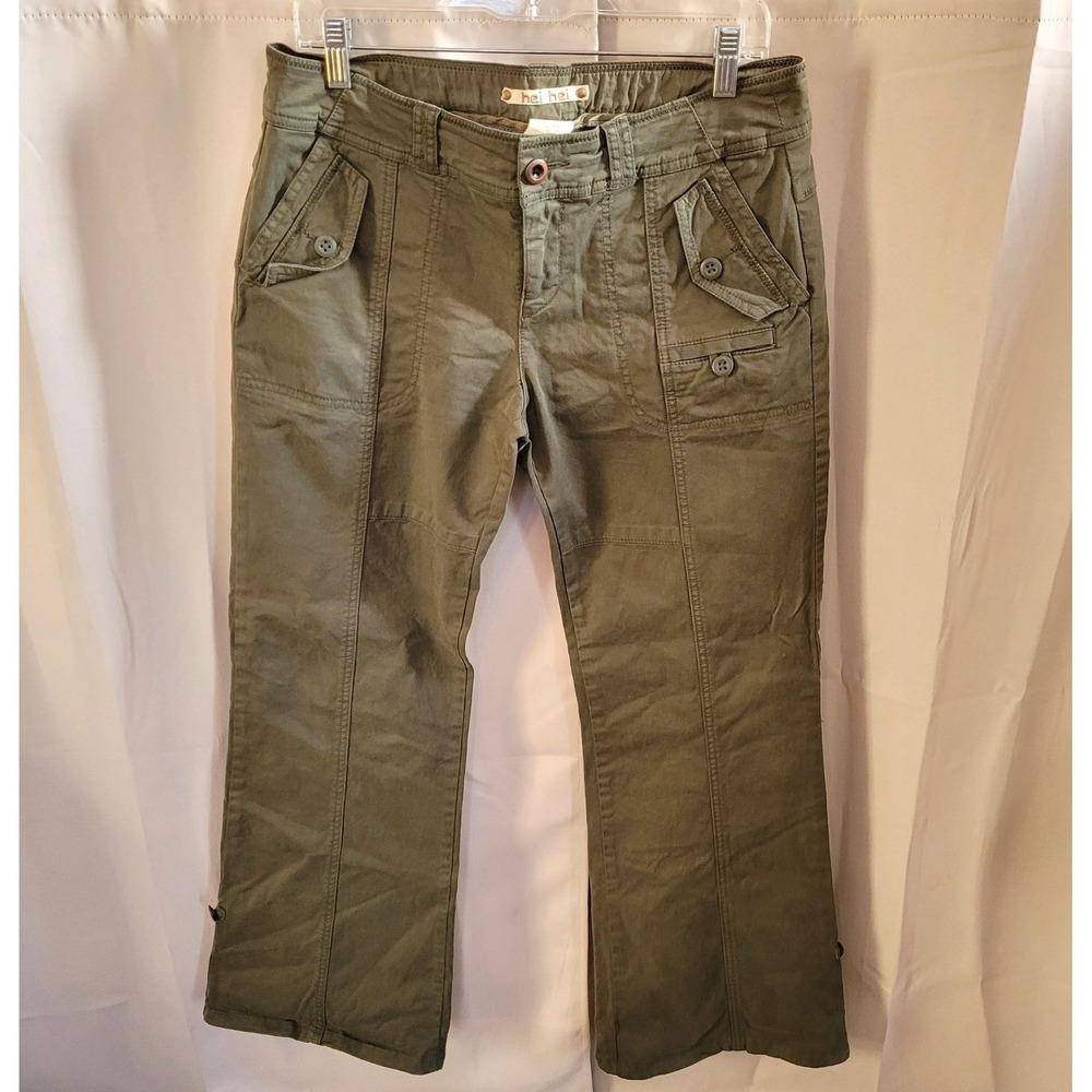 Hei Hei Womens Cargo Pants 8 Utility Multi-Pocket Crop Military Safari Y2K 21602